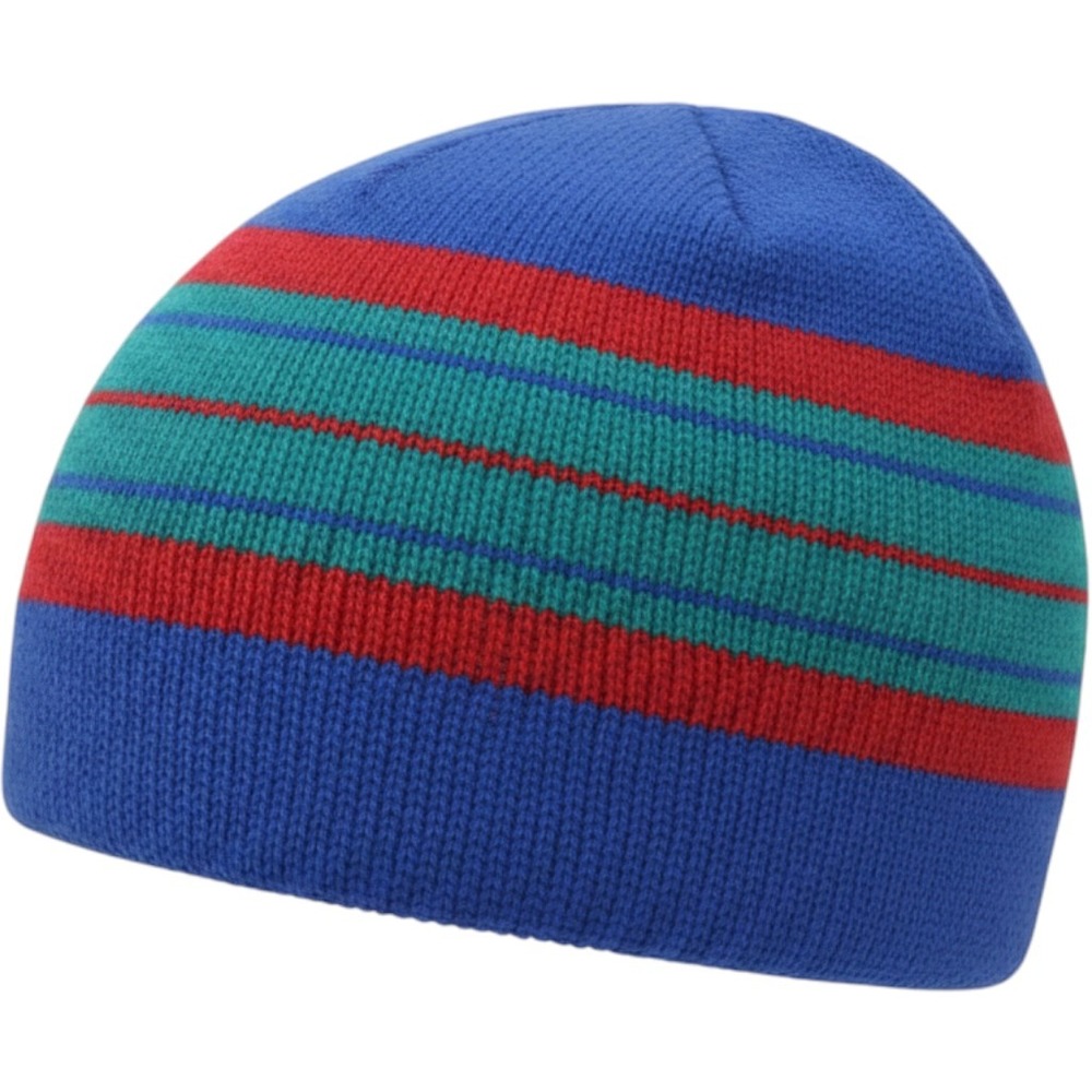 Vintage Meister Blue Striped 100% Wool Beanie Knit Ski Hat Made in Hong Kong